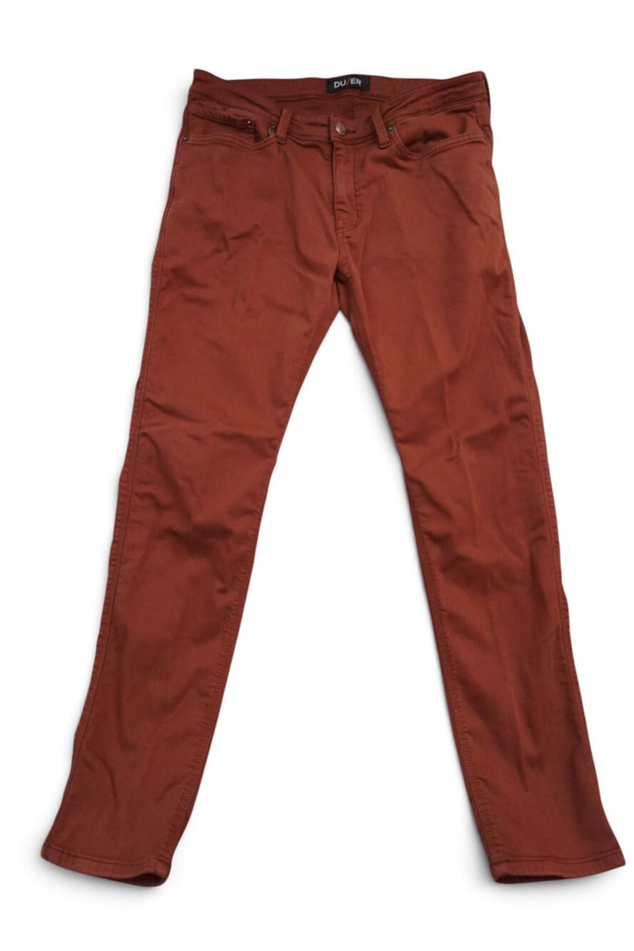 DU/ER N2X Slim Fit No Sweat Pants Men's 34x30 Rust Performance Stretch Chino